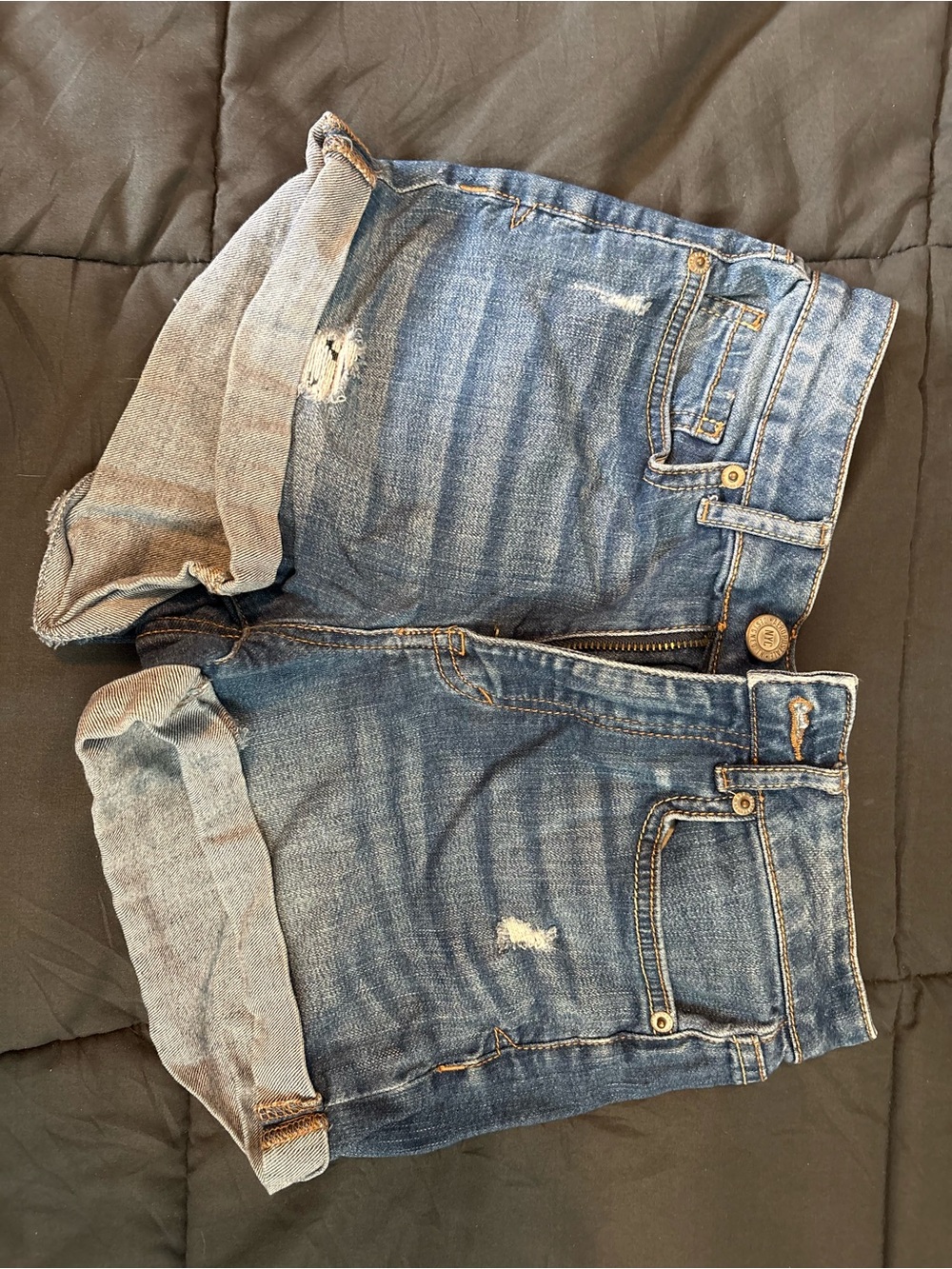 Aeropostale Distressed Blue Denim Cuffed Shorts